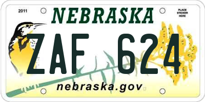 NE license plate ZAF624