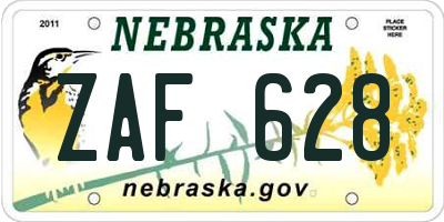 NE license plate ZAF628