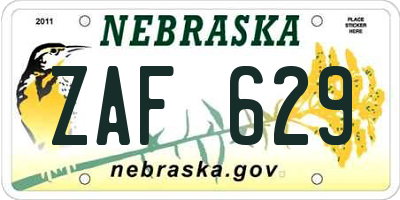 NE license plate ZAF629