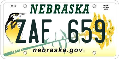 NE license plate ZAF659