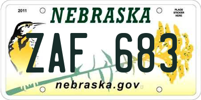 NE license plate ZAF683
