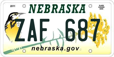 NE license plate ZAF687