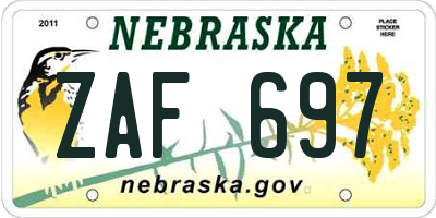 NE license plate ZAF697