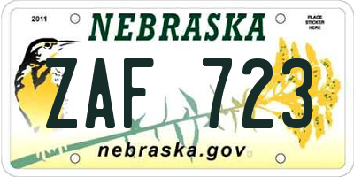 NE license plate ZAF723