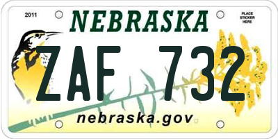 NE license plate ZAF732