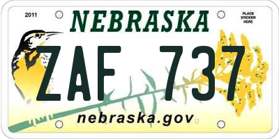 NE license plate ZAF737