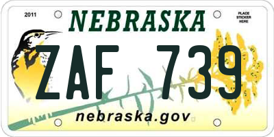 NE license plate ZAF739