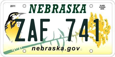NE license plate ZAF741