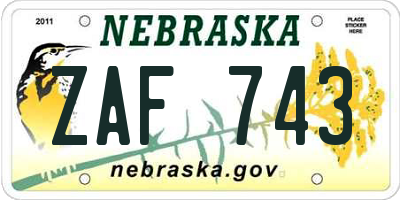 NE license plate ZAF743