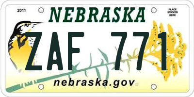 NE license plate ZAF771