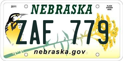 NE license plate ZAF779