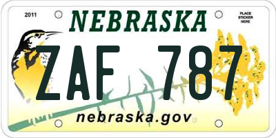 NE license plate ZAF787