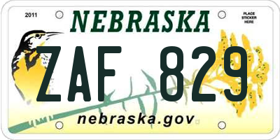 NE license plate ZAF829