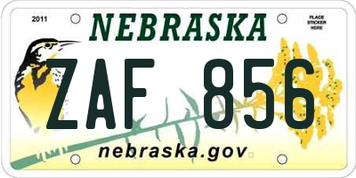 NE license plate ZAF856