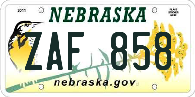 NE license plate ZAF858