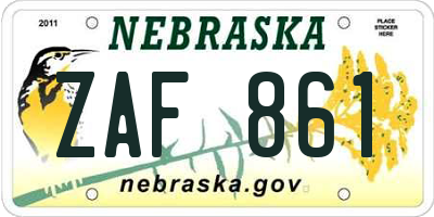NE license plate ZAF861