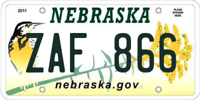 NE license plate ZAF866