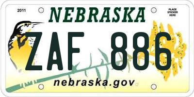 NE license plate ZAF886