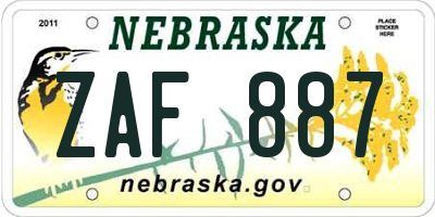 NE license plate ZAF887