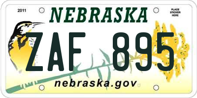 NE license plate ZAF895