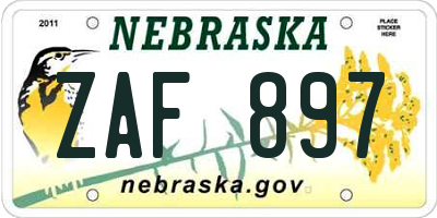 NE license plate ZAF897