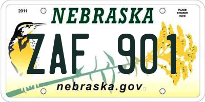 NE license plate ZAF901