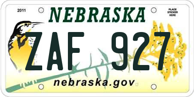 NE license plate ZAF927