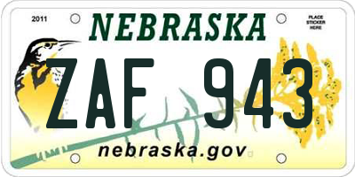NE license plate ZAF943