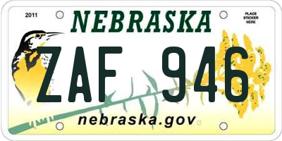 NE license plate ZAF946