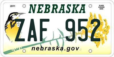 NE license plate ZAF952