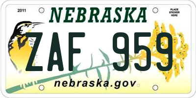 NE license plate ZAF959