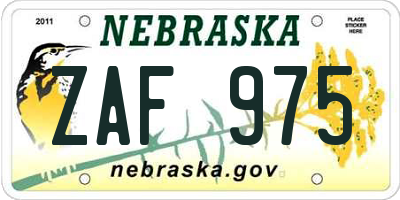 NE license plate ZAF975