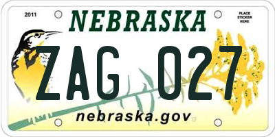 NE license plate ZAG027