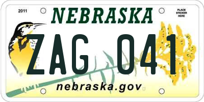 NE license plate ZAG041