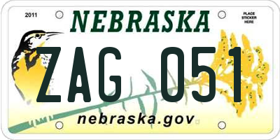 NE license plate ZAG051