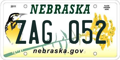 NE license plate ZAG052