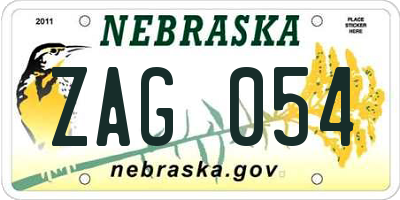 NE license plate ZAG054