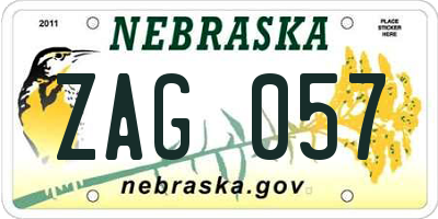 NE license plate ZAG057