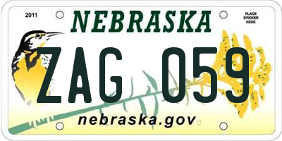 NE license plate ZAG059