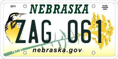 NE license plate ZAG061