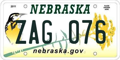 NE license plate ZAG076