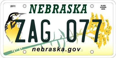 NE license plate ZAG077