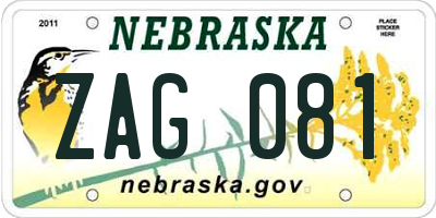 NE license plate ZAG081