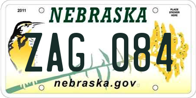 NE license plate ZAG084