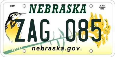 NE license plate ZAG085