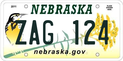 NE license plate ZAG124