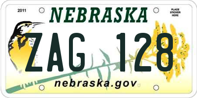 NE license plate ZAG128