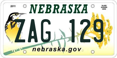 NE license plate ZAG129