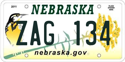NE license plate ZAG134