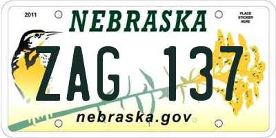 NE license plate ZAG137